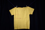 UNI Clothesline Project T-Shirt, 2023 [Yellow, Photo 087, Front] by University of Northern Iowa. Rod Library.
