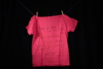 UNI Clothesline Project T-Shirt, 2023 [Pink, Photo 066a, Front] by University of Northern Iowa. Rod Library.