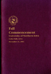 Fall Commencement [Program], December 21, 2002 by University of Northern Iowa