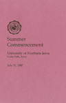 Summer Commencement [Program], July 31, 1987 by University of Northern Iowa