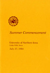 Summer Commencement [Program], July 27, 1984 by University of Northern Iowa