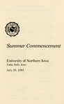 Summer Commencement [Program], July 29, 1983 by University of Northern Iowa