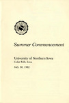 Summer Commencement [Program], July 30, 1982 by University of Northern Iowa