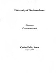 Summer Commencement [Program], August 1, 1975 by University of Northern Iowa