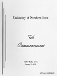 Fall Commencement [Program], January 21, 1970 by University of Northern Iowa