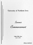 Summer Commencement [Program], July 31, 1970 by University of Northern Iowa