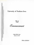 Fall Commencement [Program], January 22, 1969 by University of Northern Iowa