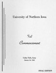 Fall Commencement [Program], January 24, 1968 by University of Northern Iowa