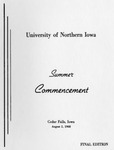 Summer Commencement [Program], August 2, 1968 by University of Northern Iowa