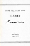 Summer Commencement [Program], August 10, 1961