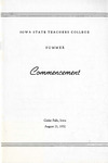 Summer Commencement [Program], August 21, 1952 by Iowa State Teachers College