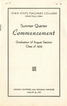 Summer Quarter Commencement [Program], August 24, 1939