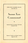 Summer Term Commencement [Program], August 20, 1936 by Iowa State Teachers College