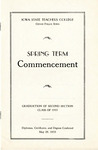 Spring Term Commencement [Program], May 29, 1933