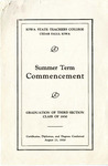 Summer Term Commencement [Program], August 21, 1930 by Iowa State Teachers College