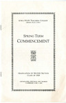 Spring Term Commencement [Program], June 3, 1929 by Iowa State Teachers College