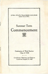 Summer Term Commencement [Program], August 23, 1928