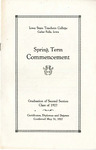 Spring Term Commencement [Program], May 31, 1927 by Iowa State Teachers College