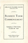 Summer Term Commencement [Program], August 21, 1924