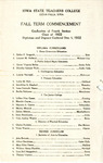 Fall Term Commencement [Program], December 5, 1922 by Iowa State Teachers College