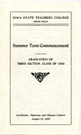 Summer Term Commencement [Program], August 19, 1920 by Iowa State Teachers College