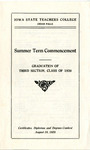 Summer Term Commencement [Program], August 19, 1920