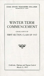 Winter Term Commencement [Program], March 13, 1917