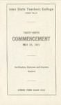 Spring Term Commencement [Program], May 25, 1915 by Iowa State Teachers College