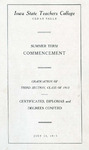 Summer Term Commencement [Program], July 25, 1913 by Iowa State Teachers College