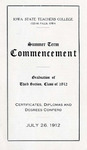 Summer Term Commencement [Program], July 26, 1912