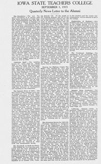 Quarterly News Letter to the Alumni, September 1, 1915