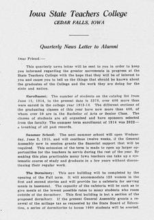 Quarterly News Letter to Alumni, January 21, 1915