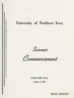 Summer Commencement [Program], August 4, 1967