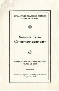 Summer Term Commencement [Program], August 21, 1930