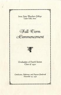 Fall Term Commencement [Program], November 25, 1930