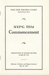 Spring Term Commencement [Program], May 29, 1933