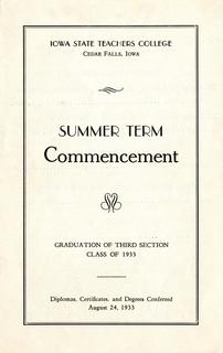 Summer Term Commencement [Program], August 24, 1933