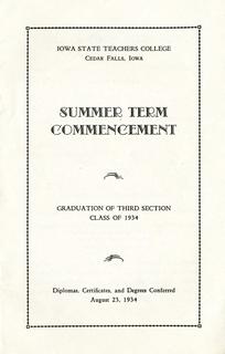 Summer Term Commencement [Program], August 23, 1934