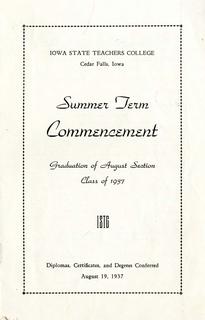 Summer Term Commencement [Program], August 19, 1937