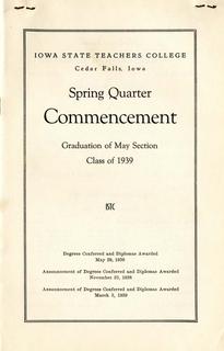 Spring Quarter Commencement [Program], May 29, 1939