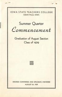 Summer Quarter Commencement [Program], August 24, 1939