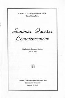 Summer Quarter Commencement [Program], August 19, 1943