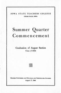 Summer Quarter Commencement [Program], August 17, 1944