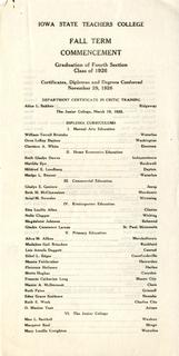 Fall Term Commencement [Program], November 29, 1926