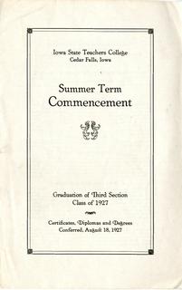 Summer Term Commencement [Program], August 18, 1927