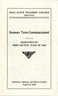 Summer Term Commencement [Program], August 19, 1920