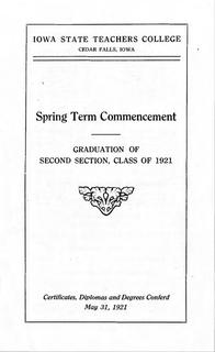 Spring Term Commencement [Program], May 31, 1921