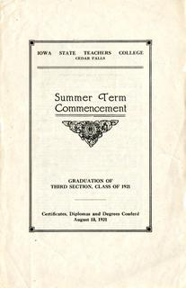 Summer Term Commencement [Program], August 18, 1921