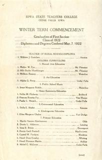 Winter Term Commencement [Program], March 7, 1922