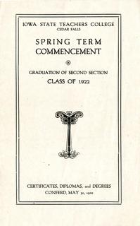 Spring Term Commencement [Program], May 30, 1922